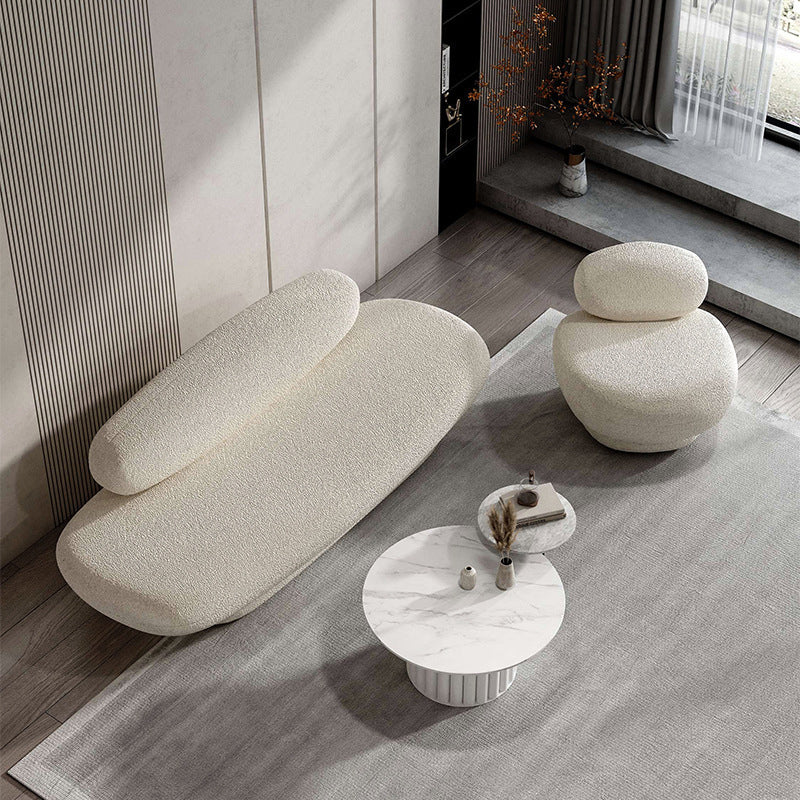 Contemporary Armless Standard Settee Tight Back Fabric Sofa for Living Room