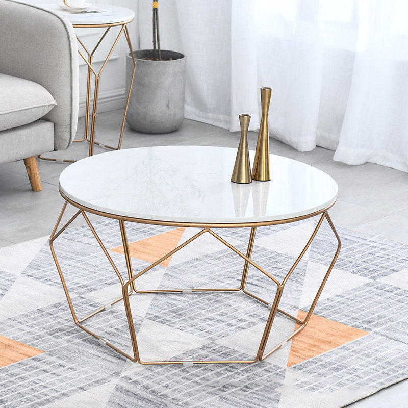 Round Coffee Table Minimalist Coffee Table for Living Room in White