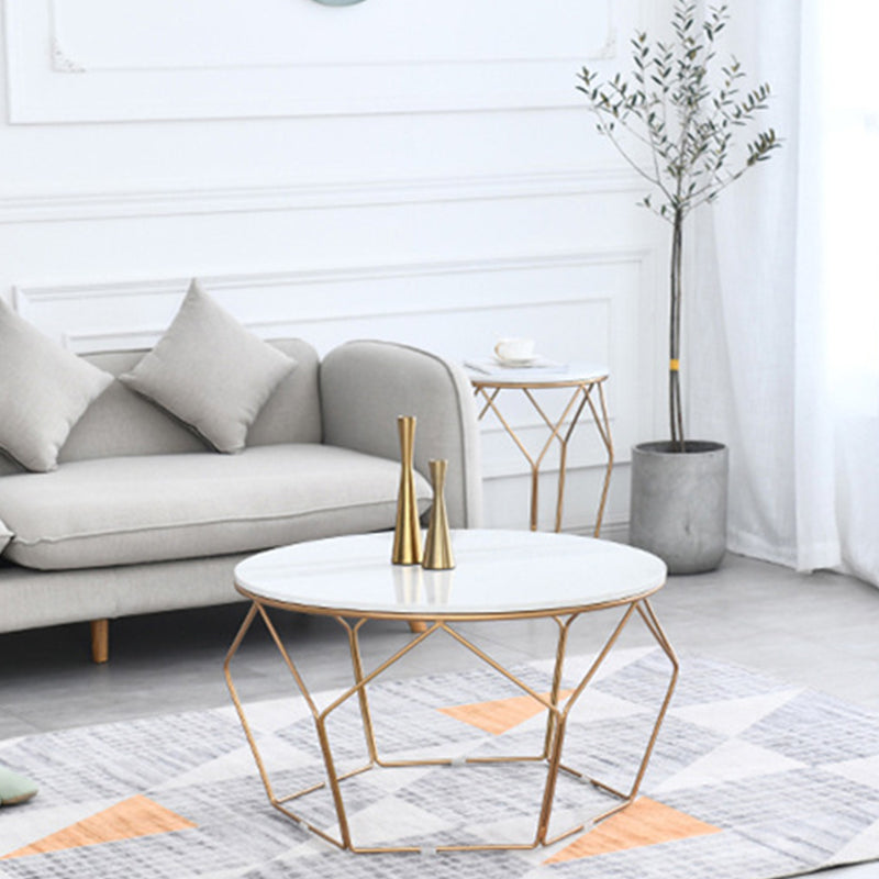 Round Coffee Table Minimalist Coffee Table for Living Room in White
