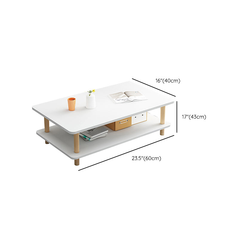 Contemporary 16.92" H Rectangle Wooden Coffee Table with Shelf
