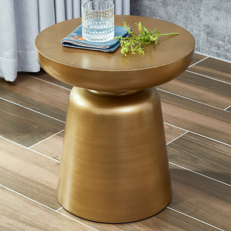 Mid-Century Modern Round Top Coffee Table 16.92"H Iron Pedestal Cocktail Table