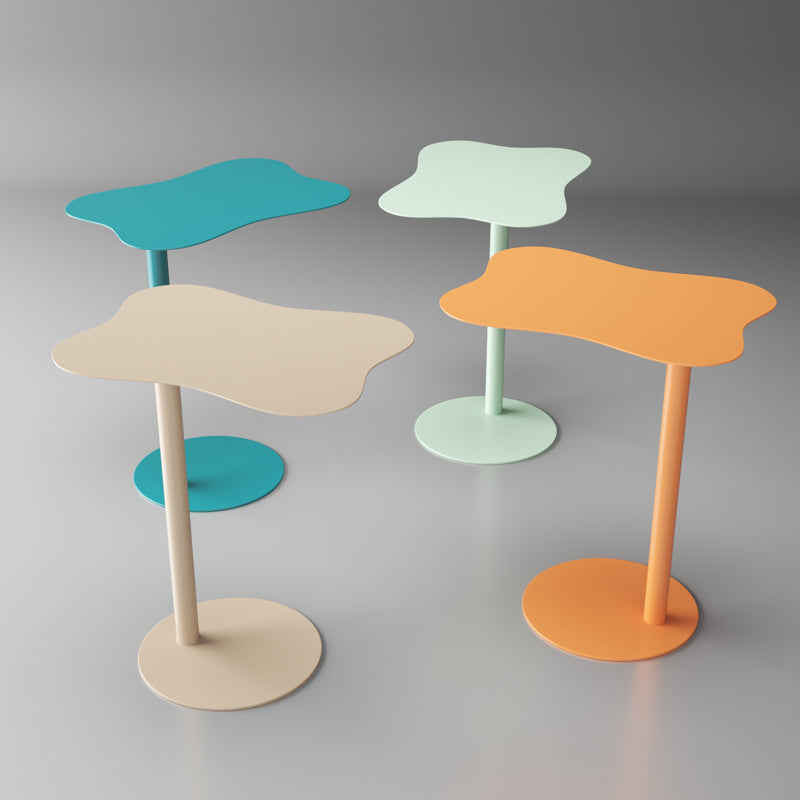 Mid-Century End Slide Table Minimalist Metal Pedestal Sofa Corner Table