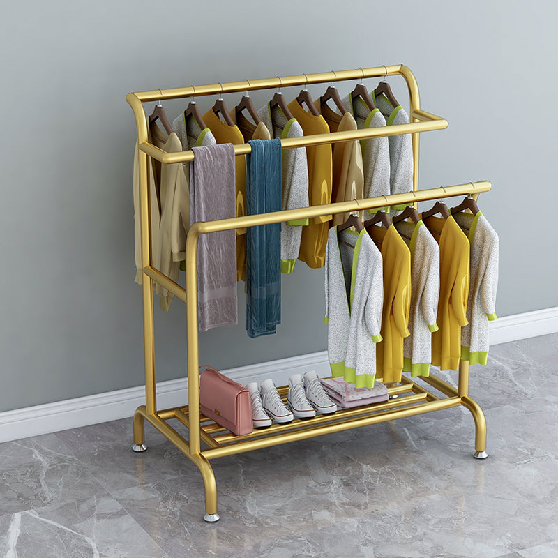 Glam Entry Hall Tree Metal 3 Hanging Rails and Lower Shelf Hall Stand