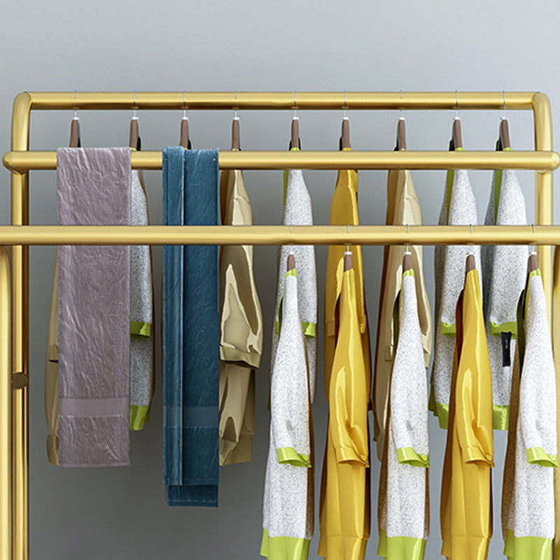 Glam Entry Hall Tree Metal 3 Hanging Rails and Lower Shelf Hall Stand