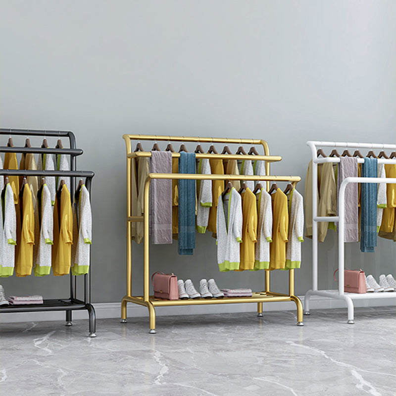 Glam Entry Hall Tree Metal 3 Hanging Rails and Lower Shelf Hall Stand