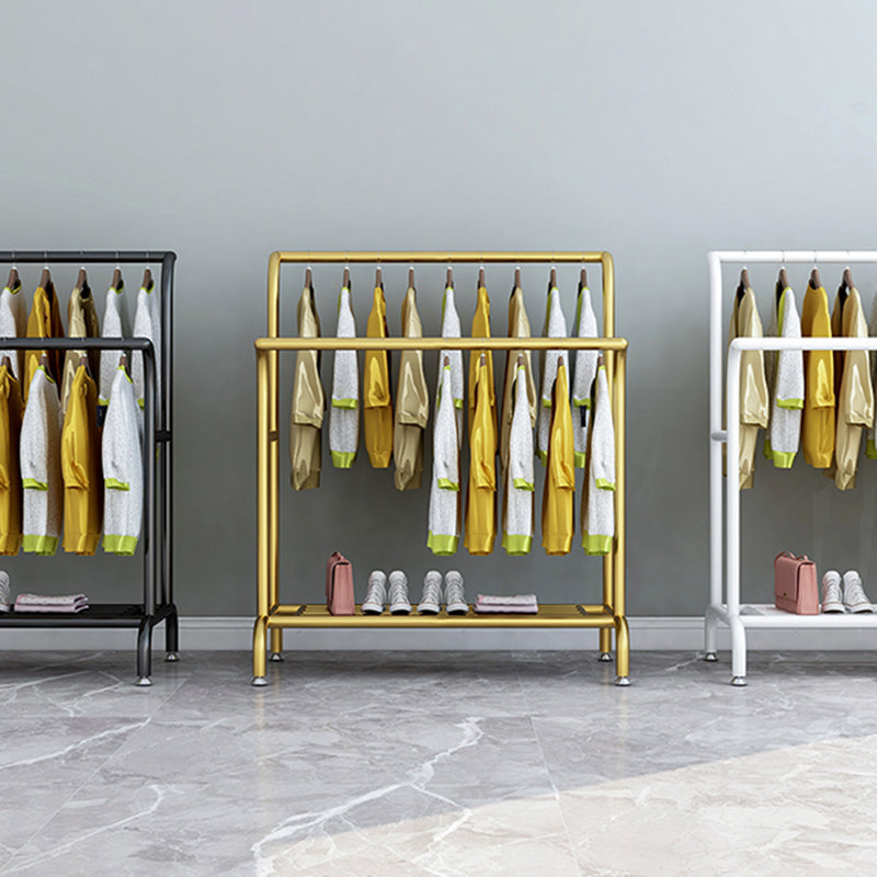 Glam Entry Hall Tree Metal 3 Hanging Rails and Lower Shelf Hall Stand