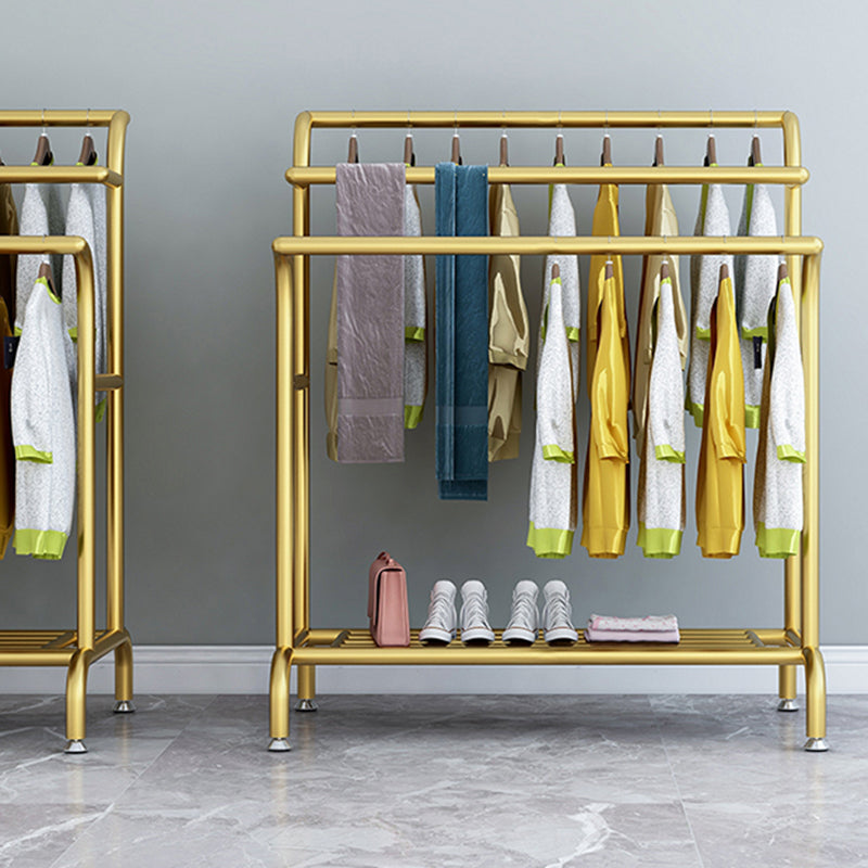 Glam Entry Hall Tree Metal 3 Hanging Rails and Lower Shelf Hall Stand