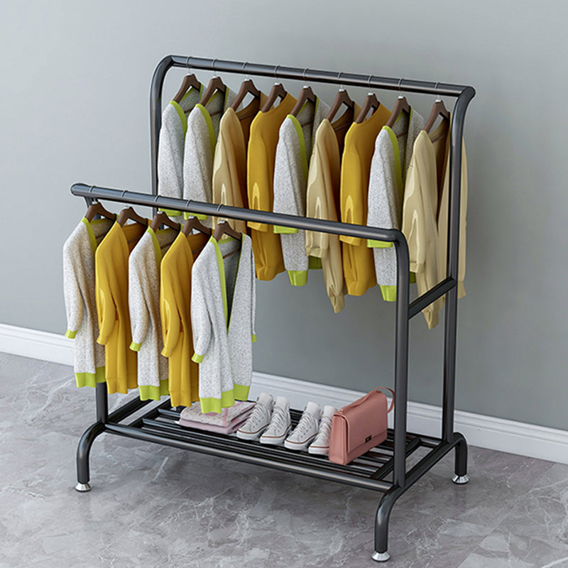 Glam Entry Hall Tree Metal 3 Hanging Rails and Lower Shelf Hall Stand