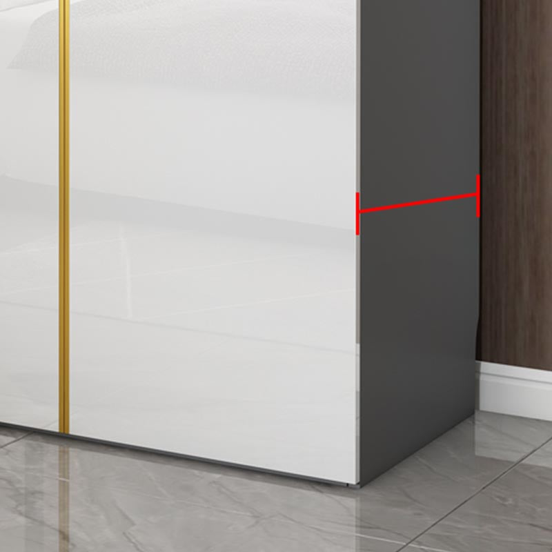 Modern Rectangle Wardrobe Cabinet Wooden White Cabinet with Clothes Rail