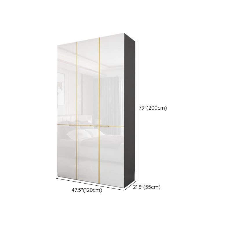 Modern Rectangle Wardrobe Cabinet Wooden White Cabinet with Clothes Rail