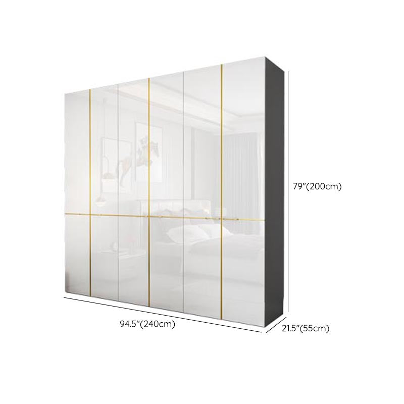 Modern Rectangle Wardrobe Cabinet Wooden White Cabinet with Clothes Rail