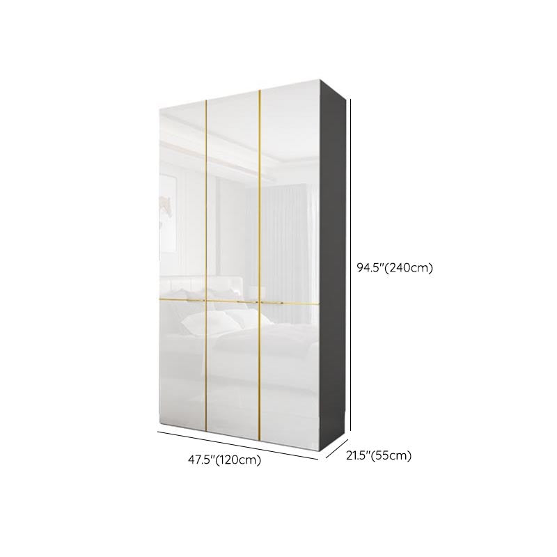 Modern Rectangle Wardrobe Cabinet Wooden White Cabinet with Clothes Rail