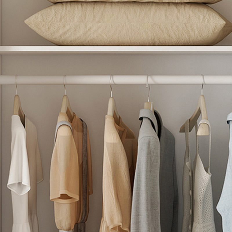 Bedroom Wardrobe Cabinet Modern White Storage Armoire with Sliding Doors