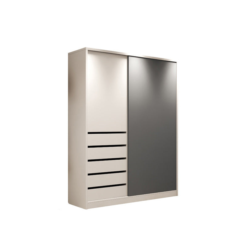 Modern Style Sliding Doors Armoire Wooden Storage Cabinet with Shelves