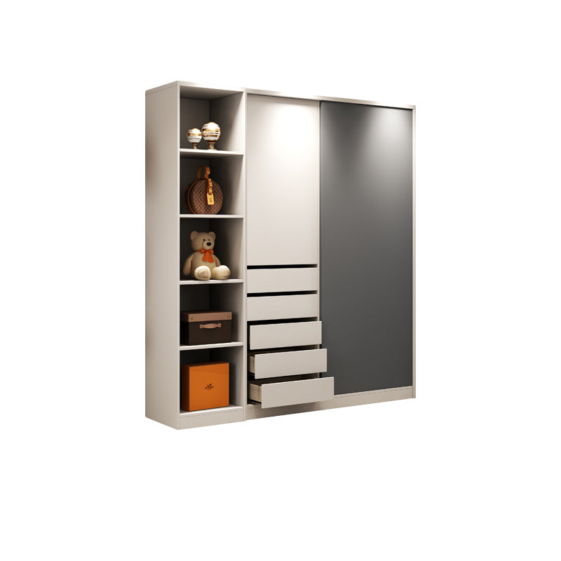 Modern Style Sliding Doors Armoire Wooden Storage Cabinet with Shelves