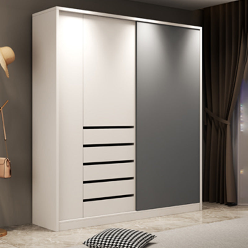 Modern Style Sliding Doors Armoire Wooden Storage Cabinet with Shelves