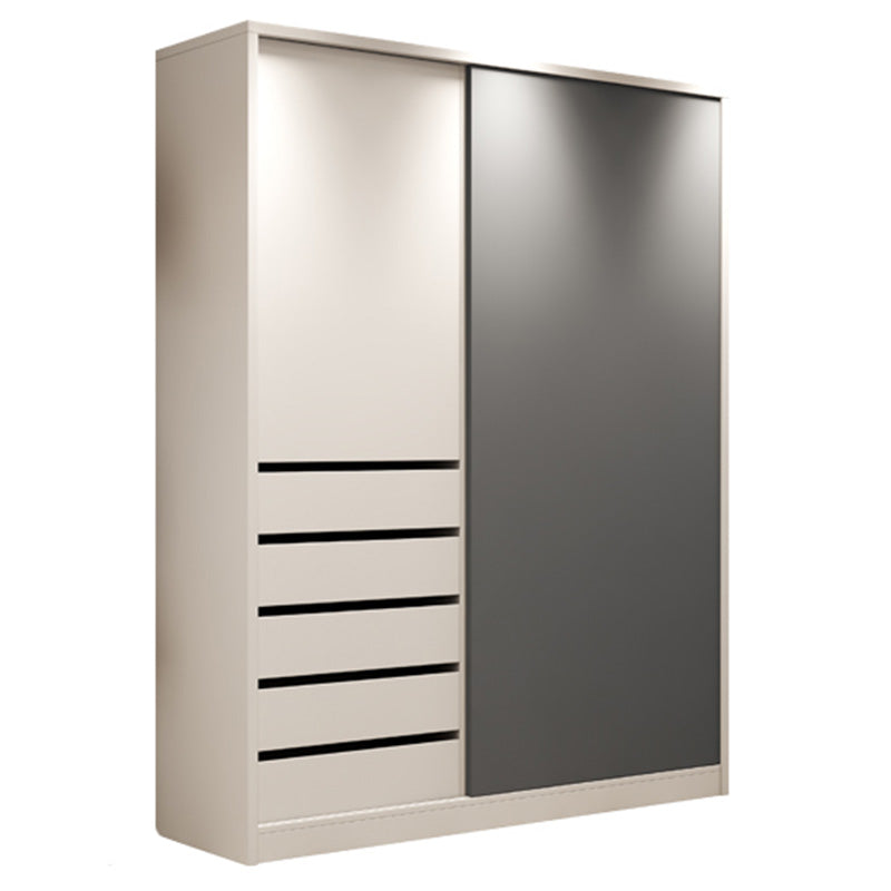 Modern Style Sliding Doors Armoire Wooden Storage Cabinet with Shelves