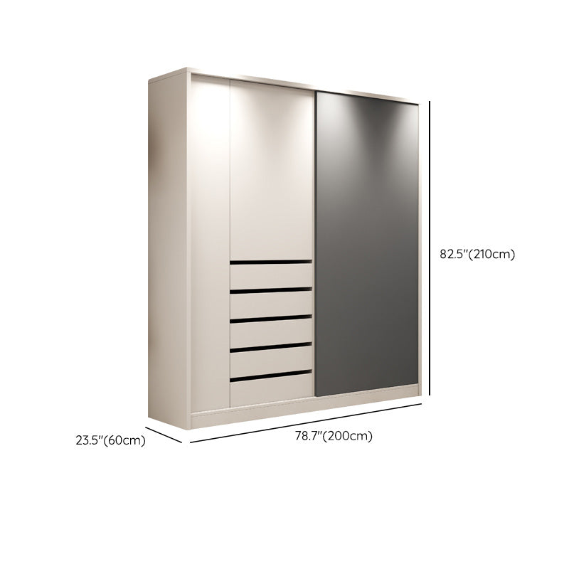 Modern Style Sliding Doors Armoire Wooden Storage Cabinet with Shelves