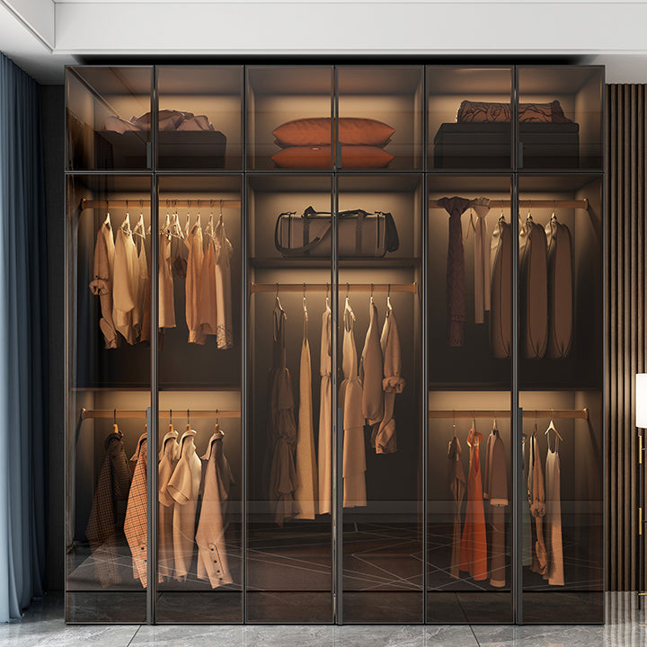 Modern Style Glass Wardrobe Bedroom Wardrobe Closet with Soft Close Door