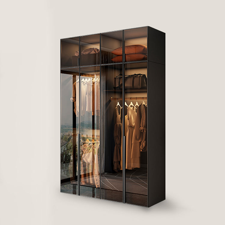 Modern Style Glass Wardrobe Bedroom Wardrobe Closet with Soft Close Door