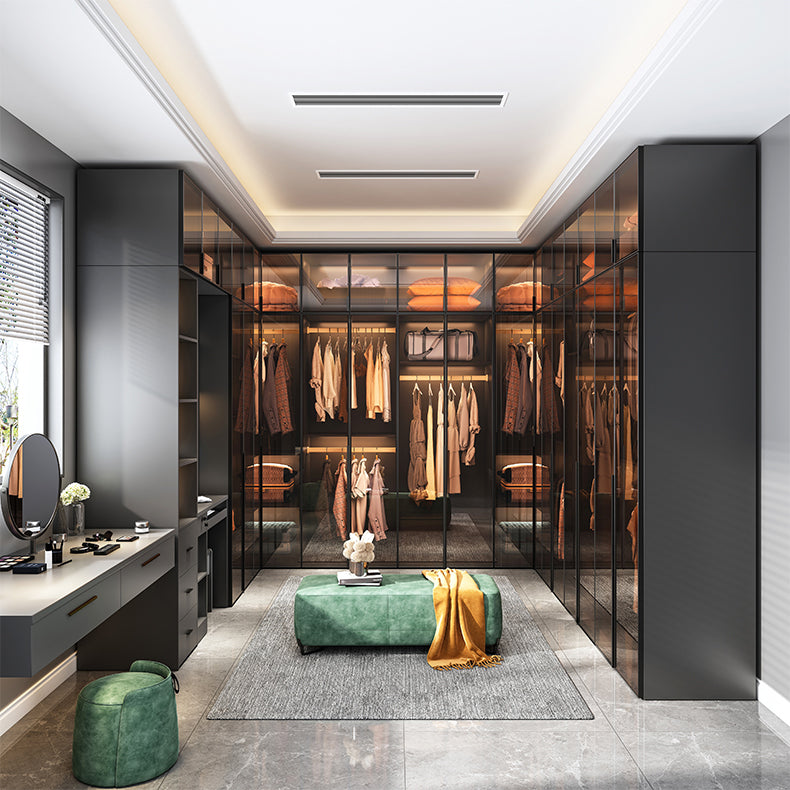 Modern Style Glass Wardrobe Bedroom Wardrobe Closet with Soft Close Door