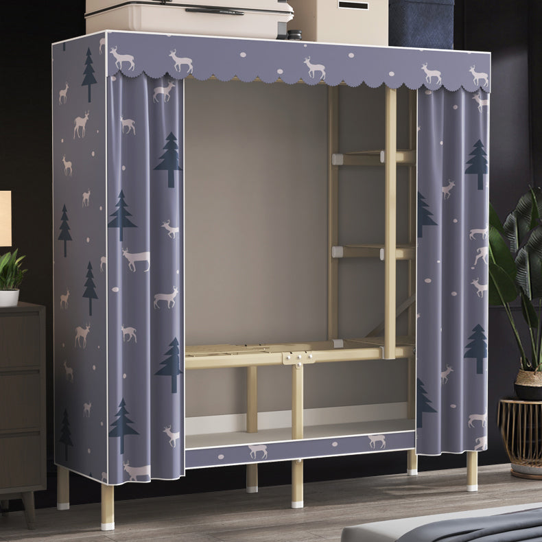 Modern Wardrobe Armoire with Legs Steel Wardrobe Cabinet with Shelves
