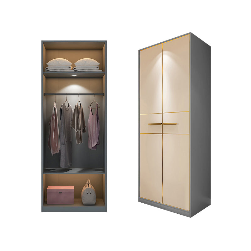 Modern Wooden Wardrobe Cloth Rod Included Wardrobe Closet with Soft Close Door