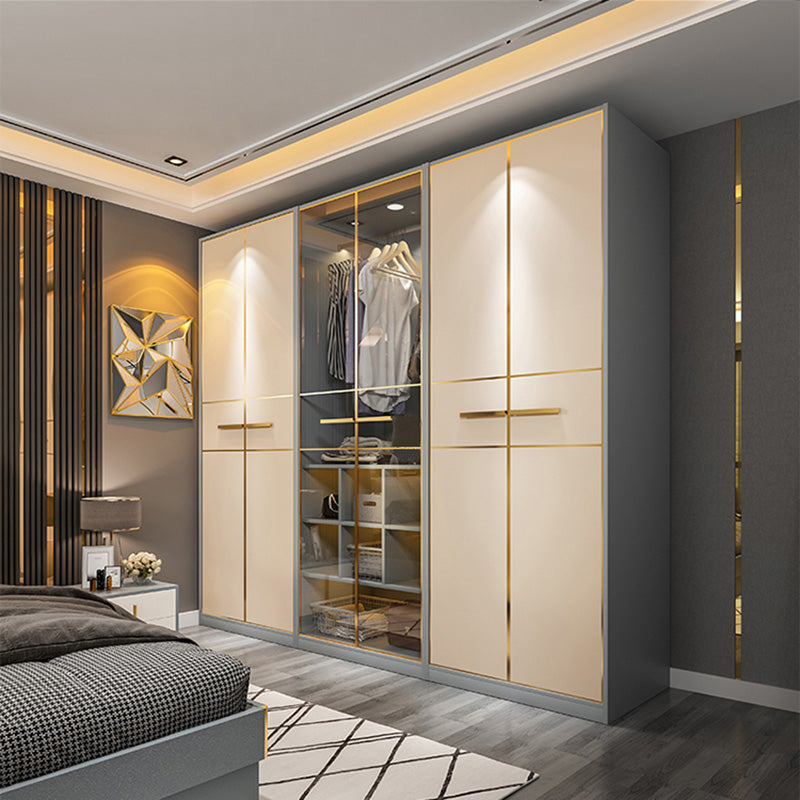 Modern Wooden Wardrobe Cloth Rod Included Wardrobe Closet with Soft Close Door