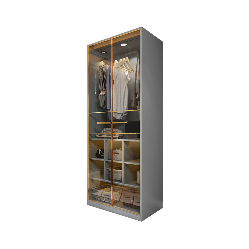 Modern Wooden Wardrobe Cloth Rod Included Wardrobe Closet with Soft Close Door