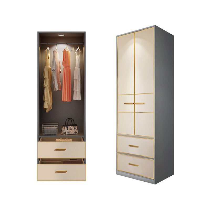 Modern Wooden Wardrobe Cloth Rod Included Wardrobe Closet with Soft Close Door