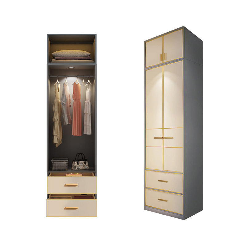 Modern Wooden Wardrobe Cloth Rod Included Wardrobe Closet with Soft Close Door