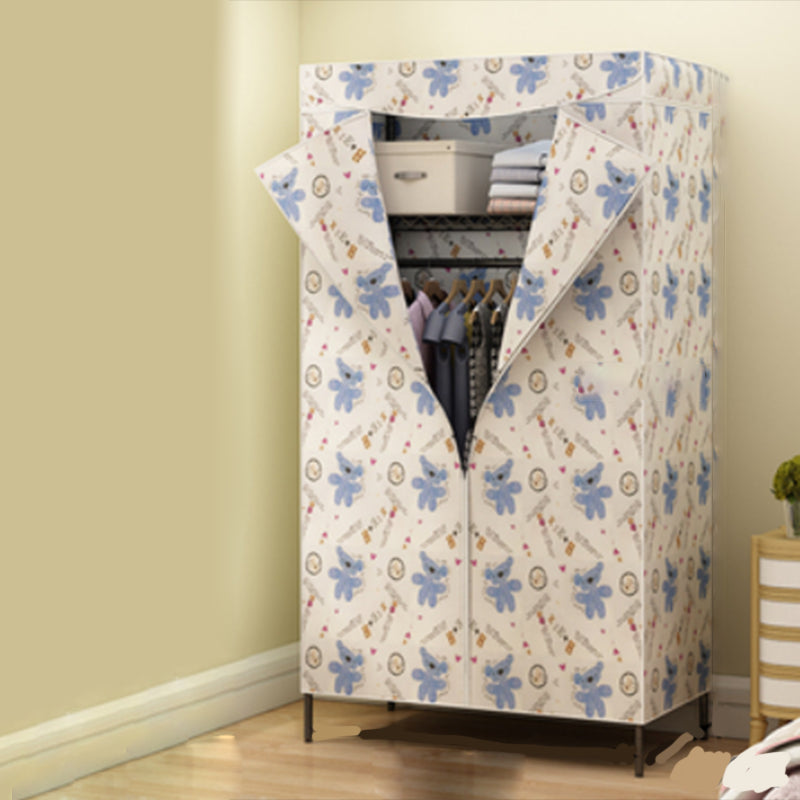 Contemporary Style 2-Shelf Wardrobe Steel Cloth Rod Included Wardrobe Closet