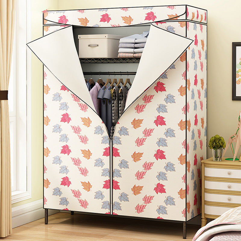 Contemporary Style 2-Shelf Wardrobe Steel Cloth Rod Included Wardrobe Closet