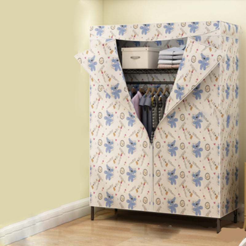 Contemporary Style 2-Shelf Wardrobe Steel Cloth Rod Included Wardrobe Closet