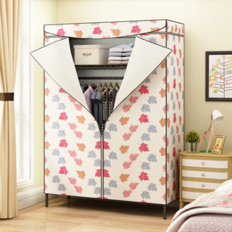 Contemporary Style 2-Shelf Wardrobe Steel Cloth Rod Included Wardrobe Closet