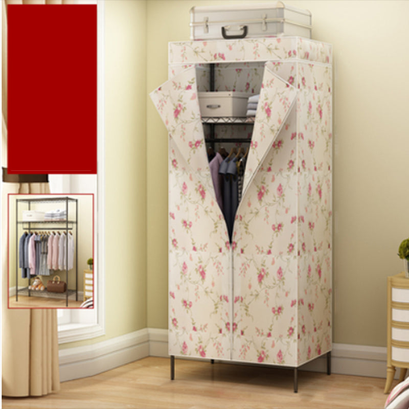 Contemporary Style 2-Shelf Wardrobe Steel Cloth Rod Included Wardrobe Closet