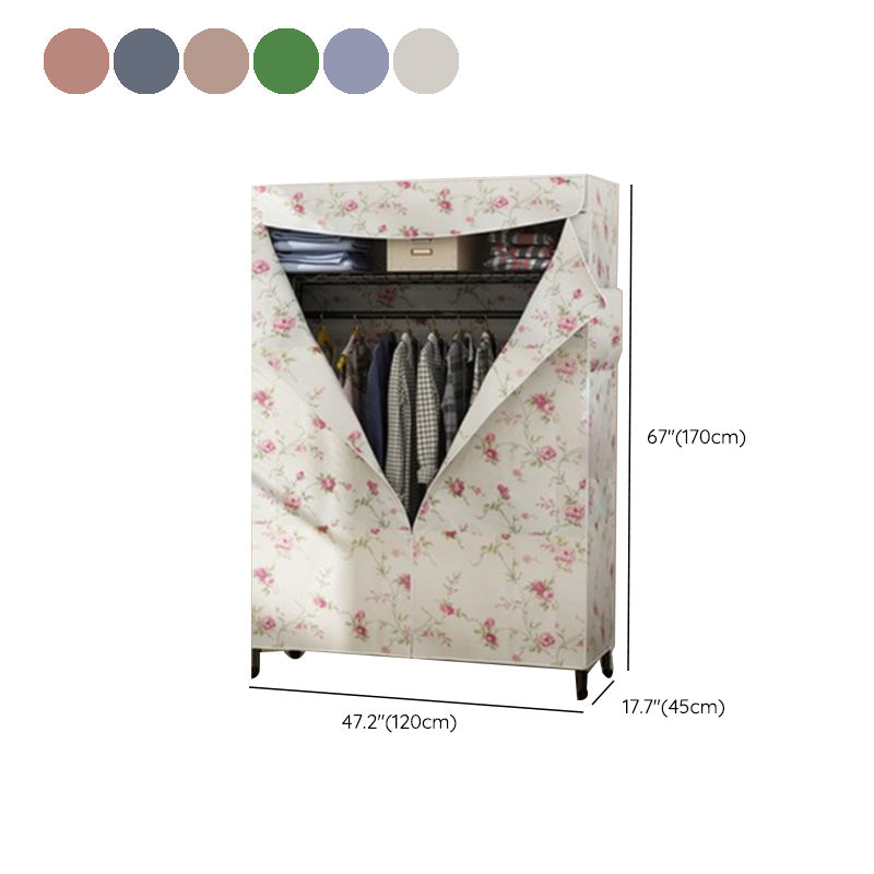 Contemporary Style 2-Shelf Wardrobe Steel Cloth Rod Included Wardrobe Closet