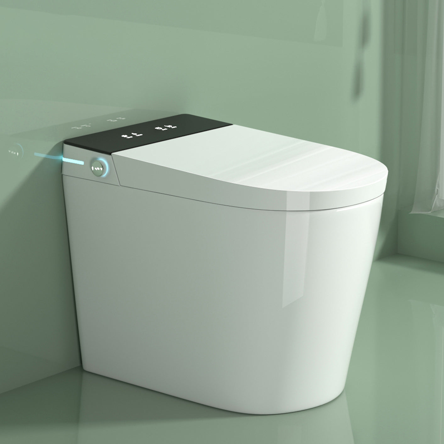 Modern Flush Toilet Heated Seat One-Piece Toilet with Slow Close Seat