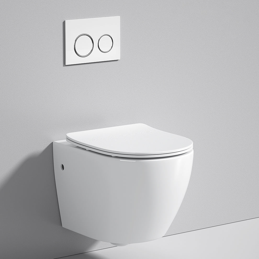 Modern White Flush Toilet Wall Hung One-Piece Toilet with Slow Close Seat
