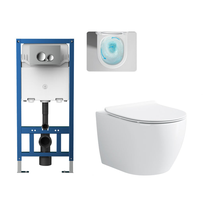 Modern White Flush Toilet Wall Hung One-Piece Toilet with Slow Close Seat