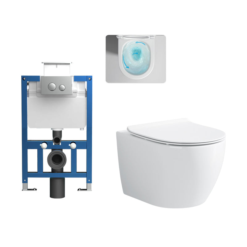 Modern White Flush Toilet Wall Hung One-Piece Toilet with Slow Close Seat