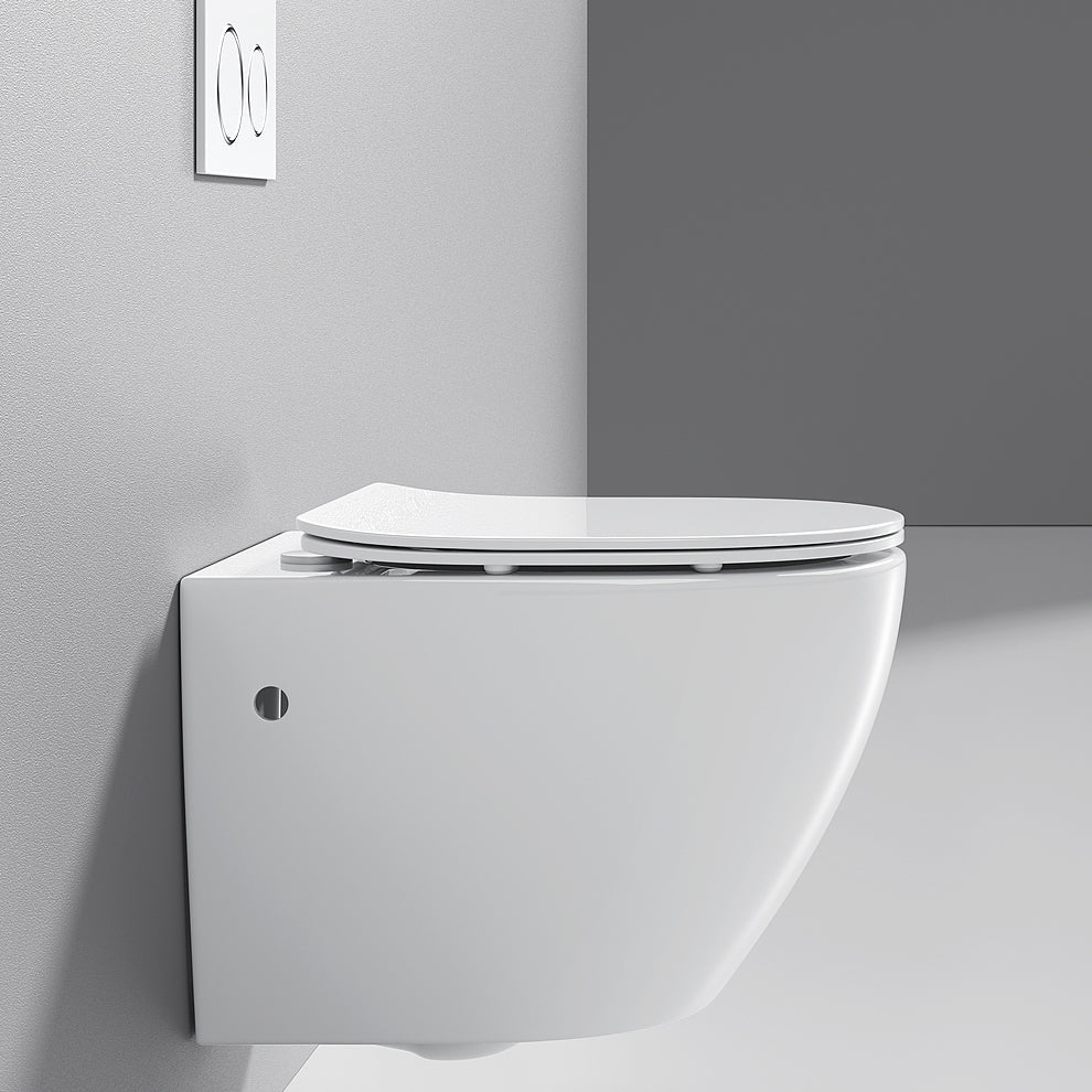 Modern White Flush Toilet Wall Hung One-Piece Toilet with Slow Close Seat