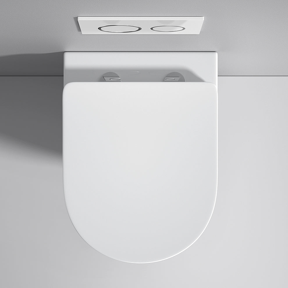 Modern White Flush Toilet Wall Hung One-Piece Toilet with Slow Close Seat
