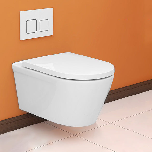 Modern Siphon Jet Toilet Bowl Wall Mount Flush Toilet with Seat for Bathroom