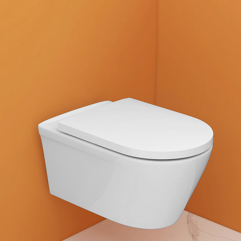 Modern Siphon Jet Toilet Bowl Wall Mount Flush Toilet with Seat for Bathroom