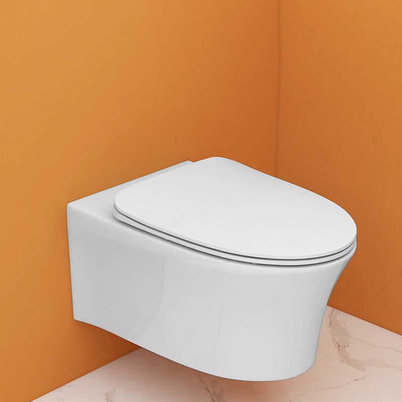 Modern Siphon Jet Toilet Bowl Wall Mount Flush Toilet with Seat for Bathroom