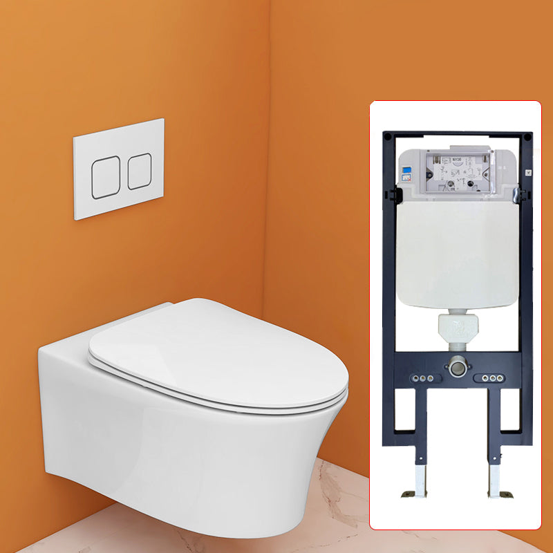 Modern Siphon Jet Toilet Bowl Wall Mount Flush Toilet with Seat for Bathroom