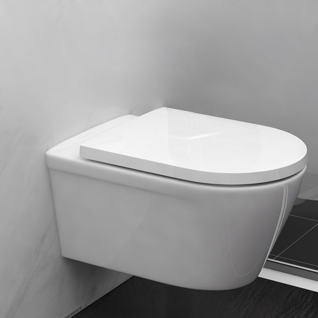 Modern Siphon Jet Toilet Bowl Wall Mount Flush Toilet with Seat for Bathroom