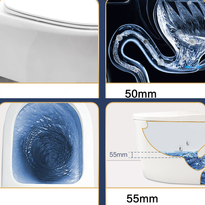Modern Siphon Jet Toilet Bowl Wall Mount Flush Toilet with Seat for Bathroom
