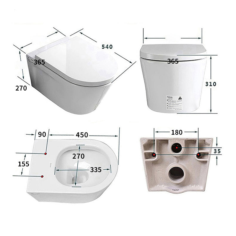 Modern Siphon Jet Toilet Bowl Wall Mount Flush Toilet with Seat for Bathroom